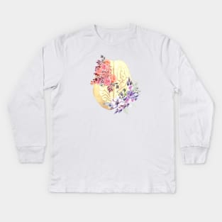 Floral Brain Anatomy Kids Long Sleeve T-Shirt